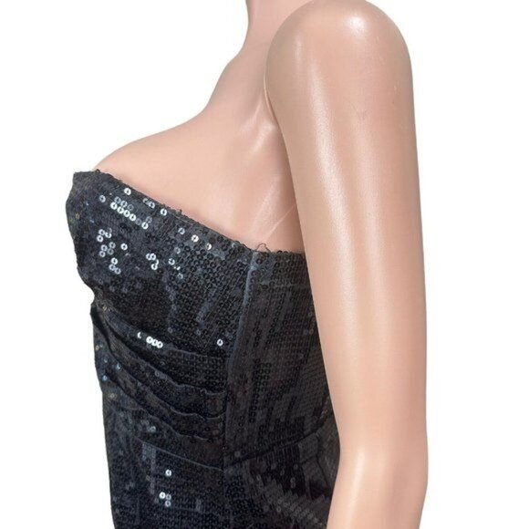 Forever 21 Black Strapless Sequin Mini Dress Size L Party Cocktail Evening - Picture 15 of 16